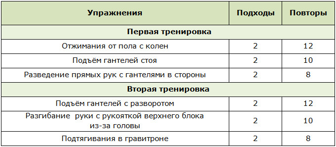 Программа для тренировок бицепса для девушек