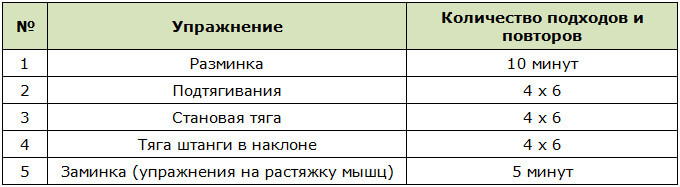 Программа тренировок мышц спины для новичков