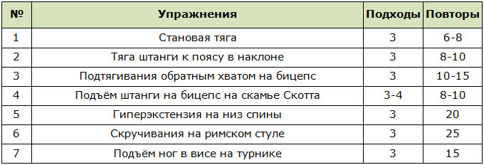Прокачка спины, бицепса и пресса для эктоморфа