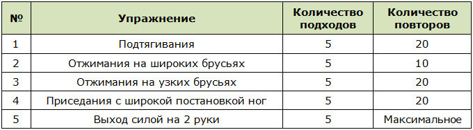Основная программа тренировок workout для мужчин