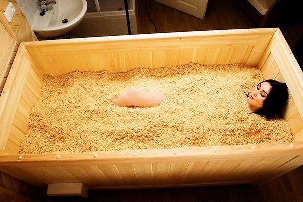 Японская баня офуро с опилками